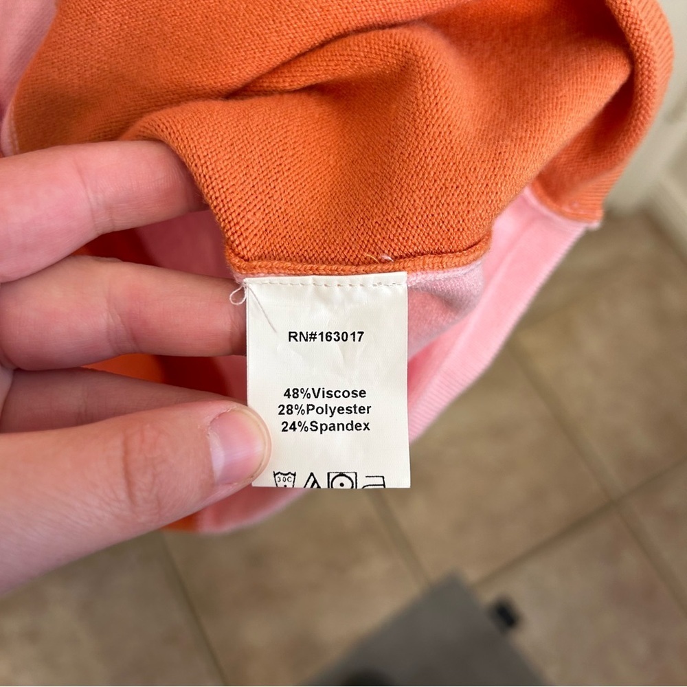 NWT Princess Polly Sienna Colorblock Knit Mini Dress Pink Orange Plunge Size M/L - Picture 7 of 10
